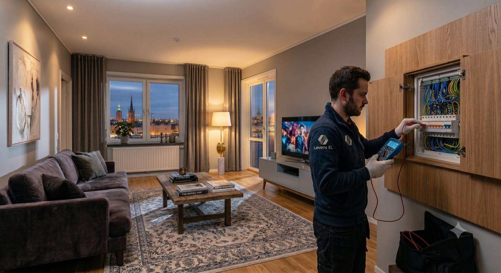 Elektriker från Levens EL installerar elcentral i bostad i Gävle